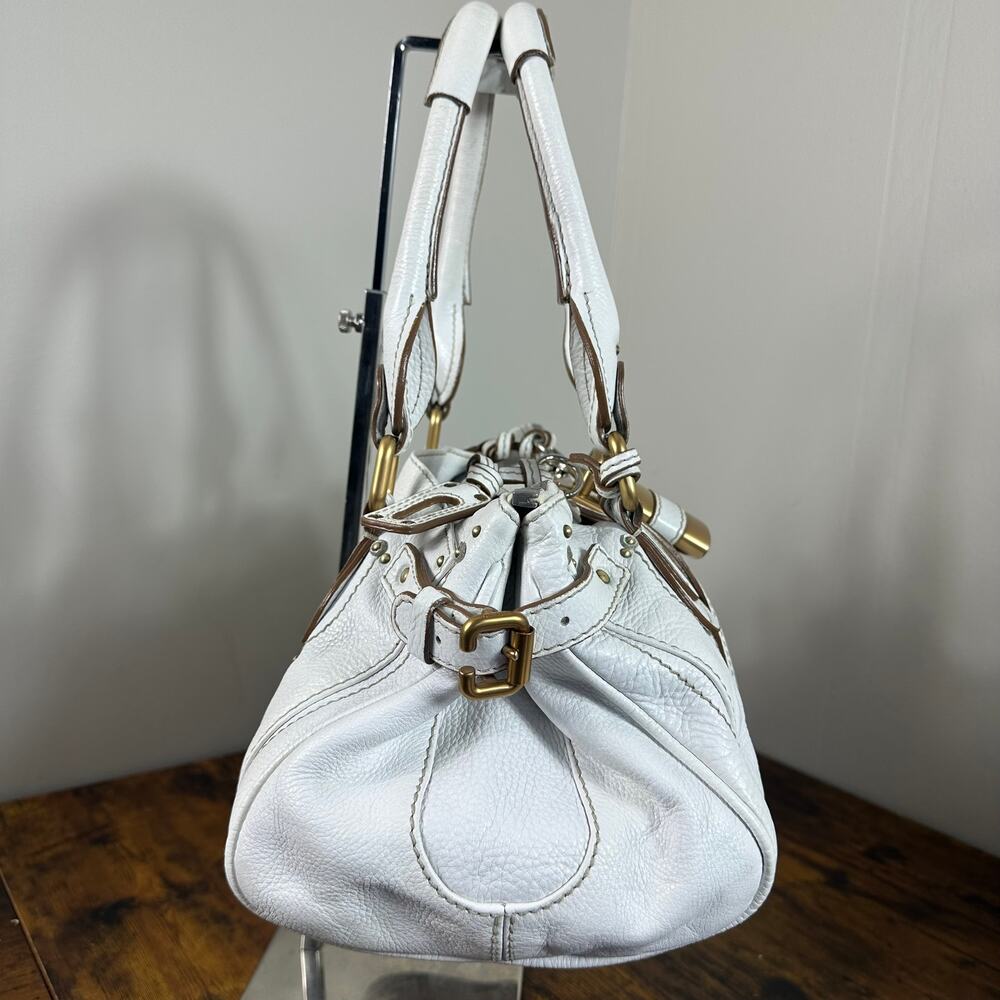 Chloe Paddington White Leather Satchel Bag Vintage Authentic - Picture 8 of 16